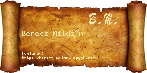 Berecz Milán névjegykártya