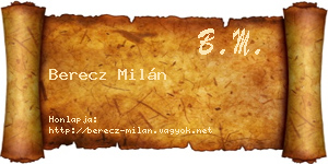 Berecz Milán névjegykártya