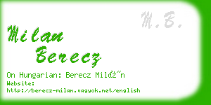 milan berecz business card